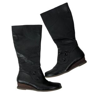 Miz Mooz Leather Tall Boots Bongo Black Size 10 **excellent!